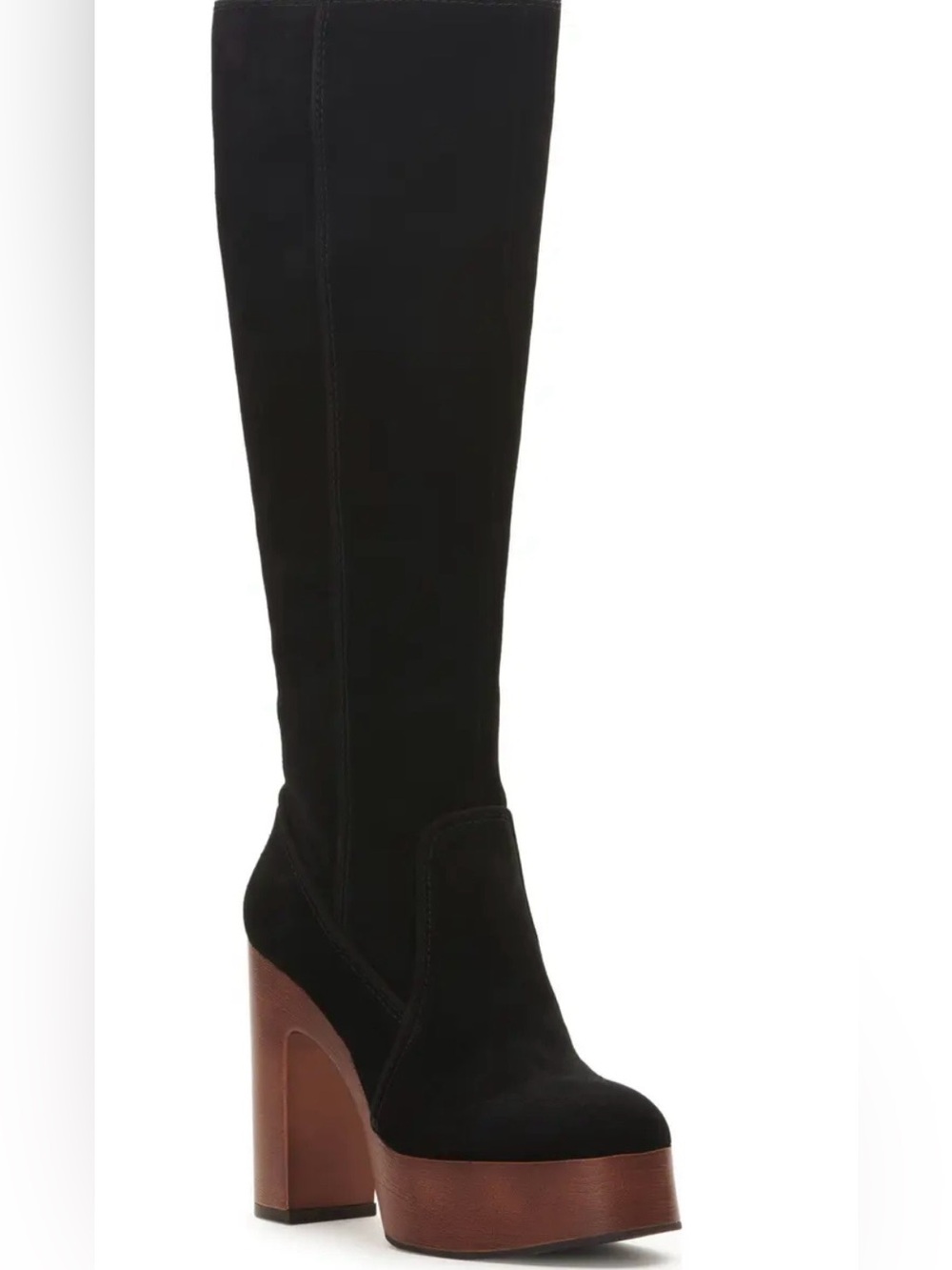 Vince Camuto Illishal Knee High Platform Boots Black Suede